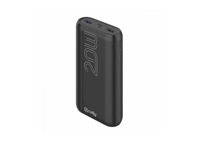 Celly power bank 20000 mAh 20W + kabl Type-A na Type-C crna