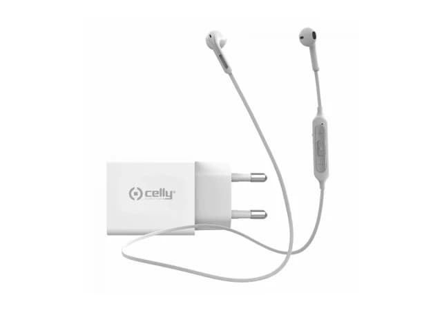 Celly punjač 18W USB-C + bluetooth slušalice bela