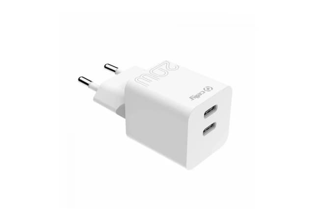 Celly punjač 20W PD USB-C + USB-C bela