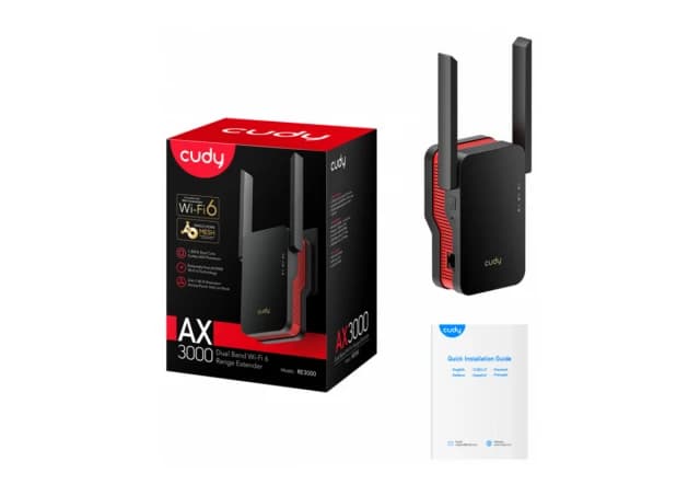 Cudy RE3000 AX3000 Wi-Fi 6 Range Extender, Dual Band 2.4+5Ghz,2x5dBi, 1xLAN, AP, Add-On mesh, LED