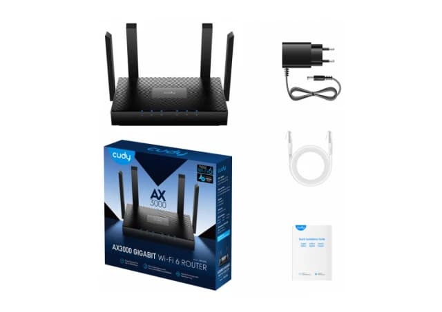 Cudy WR3000 AX3000 Dual Band 2.4+5Ghz Wi-Fi Ruter 1W/4LAN Gbit,4x5dBi 160MHz, Wisp/AP/REP