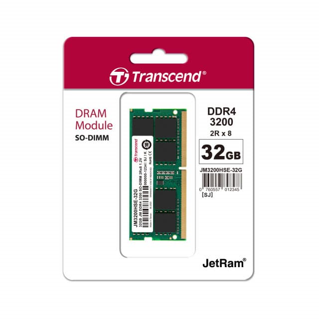 Transcend DDR4 32GB SO-DIMM 3200MHz, JM, 2Rx8 2Gx8 CL22 1.2V