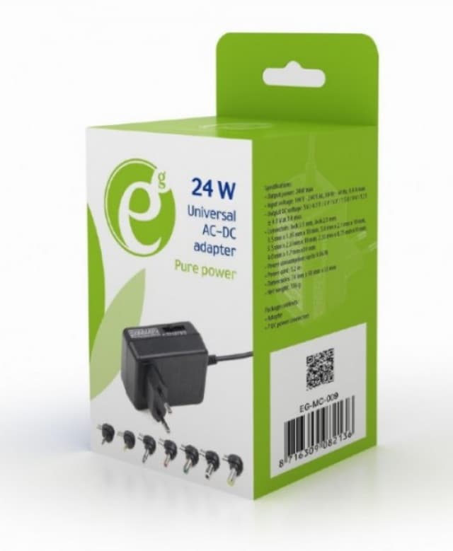 EG-MC-009 Gembird 24W Univerzalni AC-DC adapter 220V/24W na 3,4.5,5,6,7.5,9,12V 2A max 1687