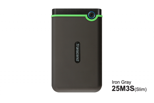 Transcend External HDD 1TB Slim form factor, M3S, USB 3.1, 2.5, Anti-shock system, Backup software, 185g, Iron gray (Slim)