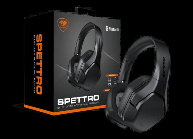 Cougar I SPETTRO I Headset I Wireless + Wired / Bluetooth + 3.5mm / 40mm Hi-Res Titanium Drivers / Active Noise Cancellation / Black