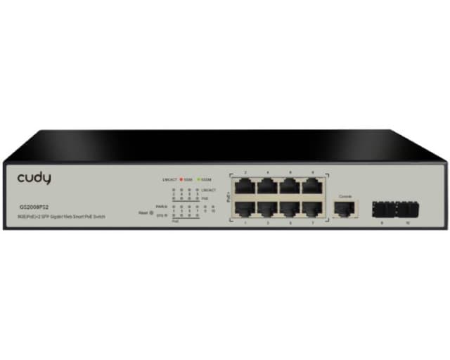 CUDY GS2008PS2 8-Port Gigabit L2 Managed PoE+ Switch with 2 SFP Slots 