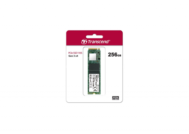 Transcend M.2 NVMe 256GB SSD, (PCIe Gen3x4), 3D TLC, DRAM-less, Read 1,800 MB/s, Write 1,500 MB/s, 2280