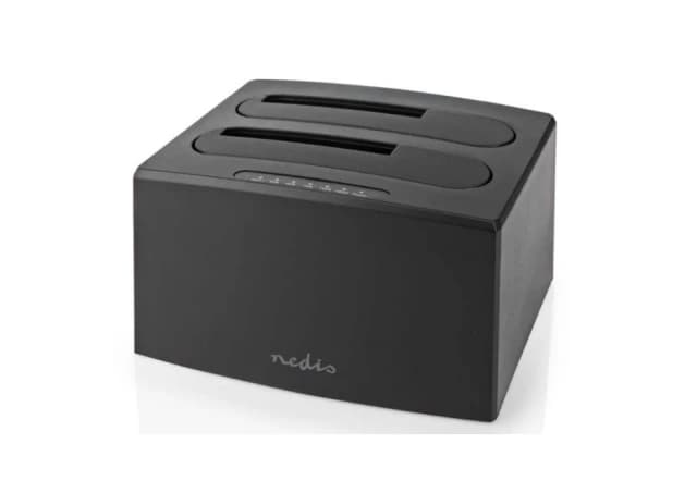 HDDUDB3210BK Nedis USB 3.2 DUPLI docking station za 2.5/3.5 SATA hard diskove, Kloniranje max 8TB