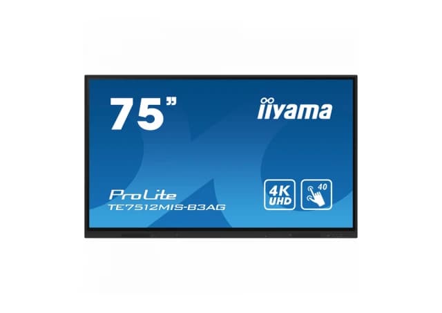 IIYAMA PROLITE TE7512MIS-B3AG 75" Interactive 4K UHD Touchscreen elevating interactive collaboration 3840 x 2160 IPS 1200:1 8ms 40, 5pt writing iiWare 10 (Android OS 11)