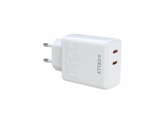 Kućni punjač Celly TC2USBC35WWH 35W 2x USB C