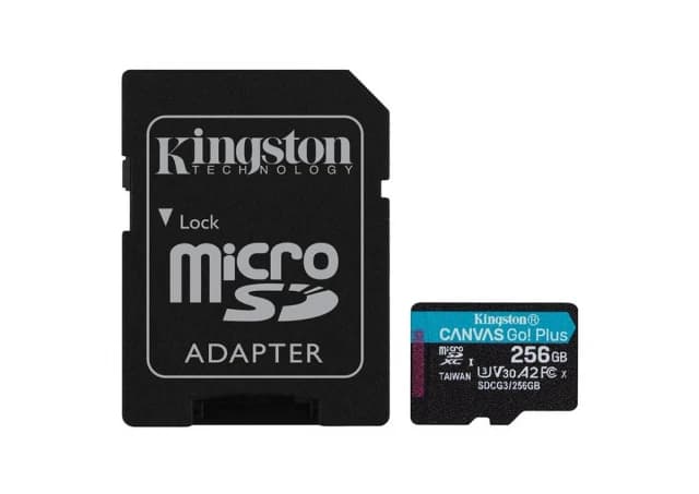 MC MicroSDXC Kingston 256GB CANVAS Go Plus 170R A2 SDCG3/256GB + Adapter