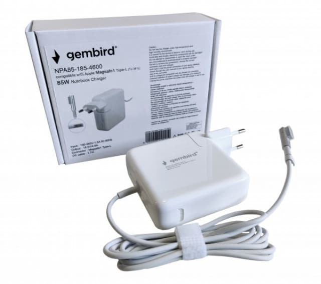 NPA85-185-4600 (TJ-341L Apple Type-L) Gembird punjac za MacBook 85W-18.5V-4.6A, Magsafe1 Type-L 40092