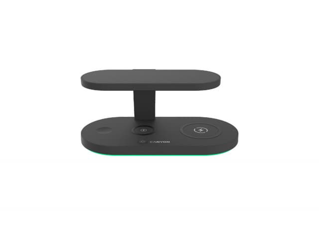 CANYON WS-501 5in1 Wireless charger, with UV sterilizer, with touch button for Running water light, Input QC36W or PD30W, Output 15W/10W/7.5W/5W, USB-A 10W(max), Type c to USB-A cable length 1.2m, 188*90*81mm, 0.249Kg, Black