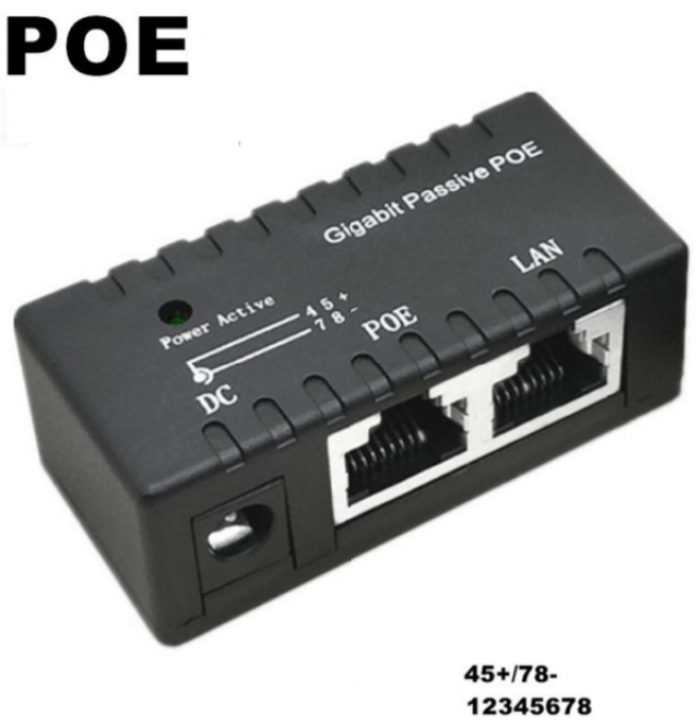 POE-INJ-4811 Gembird 48V/1A 130W, 1000mbps Passive POE injector od 5~48V, konektor 5.5x2.1mm 43109