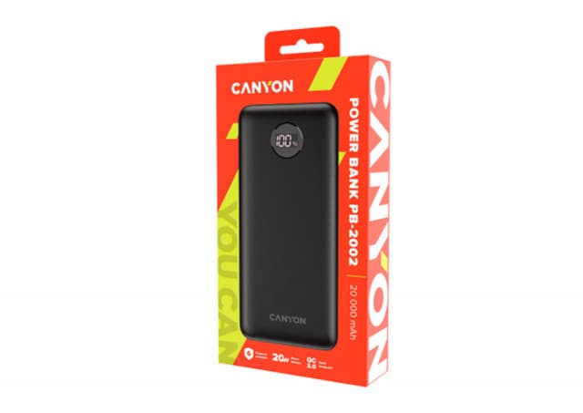 Power bank Canyon PB-2002 LED 20000 mAh PD 20W QC 3.0 Black (CNE-CPB2002B)