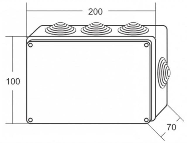 Razvodna kutija ME-KII200x100x70mm (8 uvodnica) IP65 40278