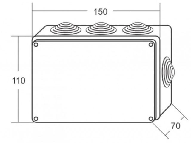 Razvodna kutija sa gumenom zaptivkom ME-K150x110x70mm (10 uvodnica) IP65 40277