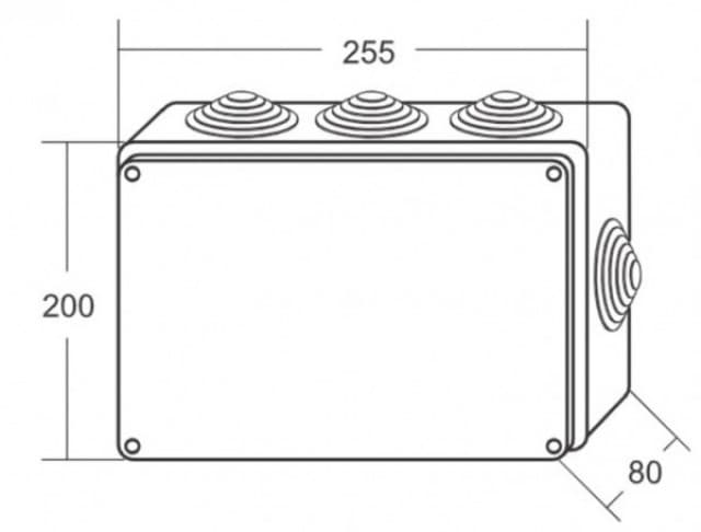 Razvodna kutija sa gumenom zaptivkom ME-K255x200x80mm (12 uvodnica) IP65 40280