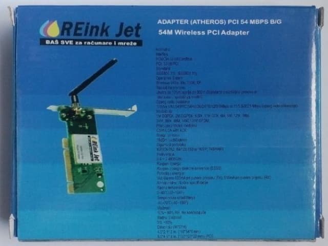 ReinkJet PCI 2,4GHz 54Mbps B/G Atheros RWL548P sa ugradjenom fiksnom antenom 14304