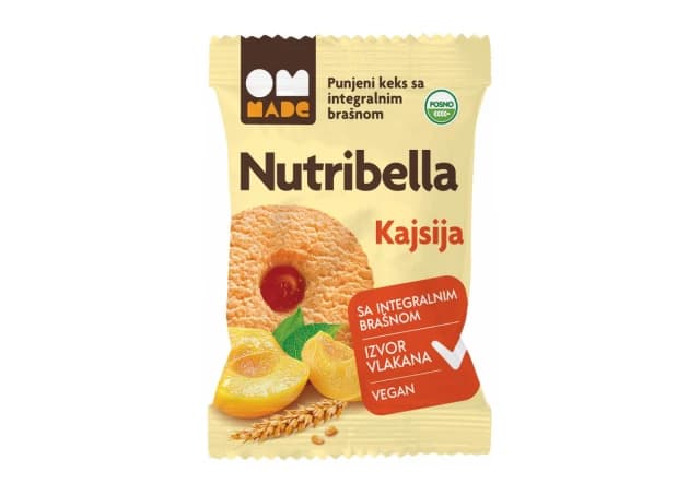 NUTRIBELLA KEKS SA VOĆNIM PUNJENJEM KAJSIJA 50G  (1006000061)