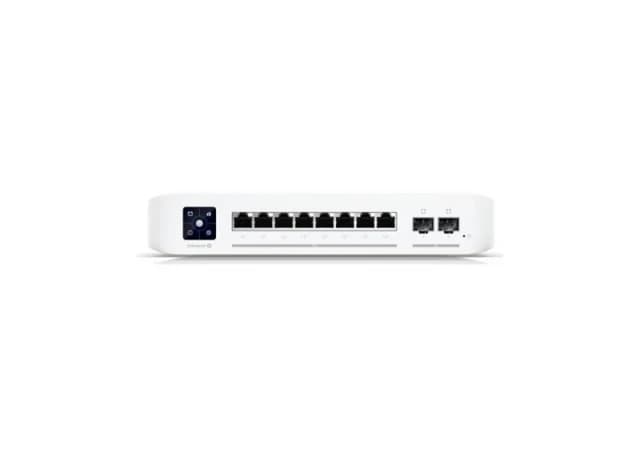 Ubiquiti USW-Pro-8-PoE-EU An 8-port, Layer 3 switch with PoE+ and PoE++ output.