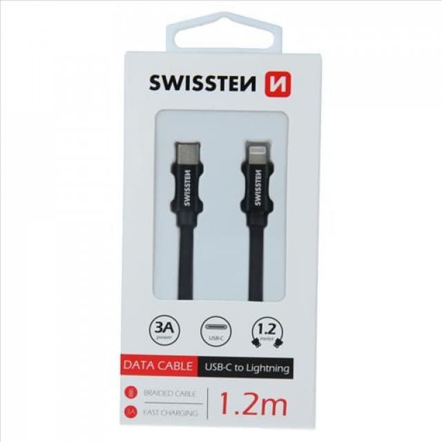 Swissten kabl TEXTILE Type C/Lightning 1,2m crna