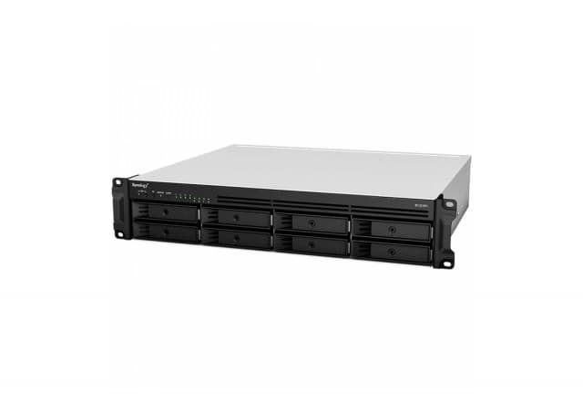 Synology RackStation RS1221RP+; Rack 2U, 8-bay 3.5''/2.5" SATA HDD/SSD, AMD Ryzen V1500B 4-core 2.2GHz; 4GB DDR4 ECC SODDIM,2x Memory slots; 4x RJ-45 1GbE LAN Port; 2xUSB 3.2; eSATA port; PCI Gen2x8 slot (x4 link); 11.7 kg; 3yr w