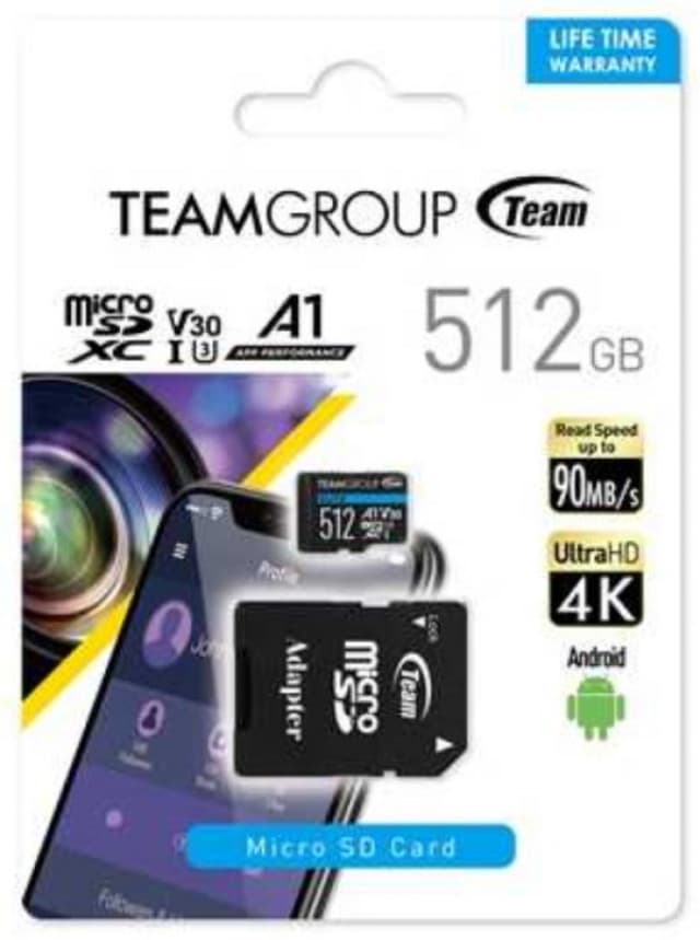 TeamGroup MICRO SDXC 512GB UHS-I ELITE +SD Adapter TEAUSDX512GIV30A103 42945