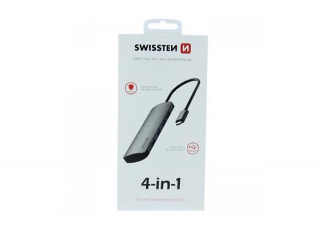 SWISSTEN TIP C HUB 4 in 1 aluminijum sivi 