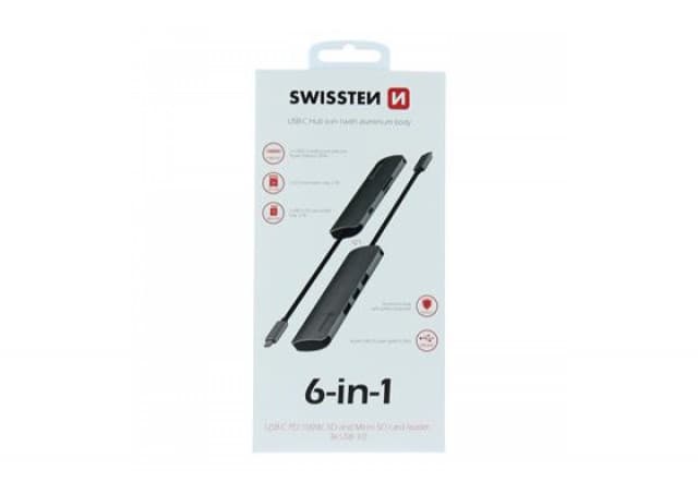 SWISSTEN TIP C HUB 6 in 1 aluminijum sivi 