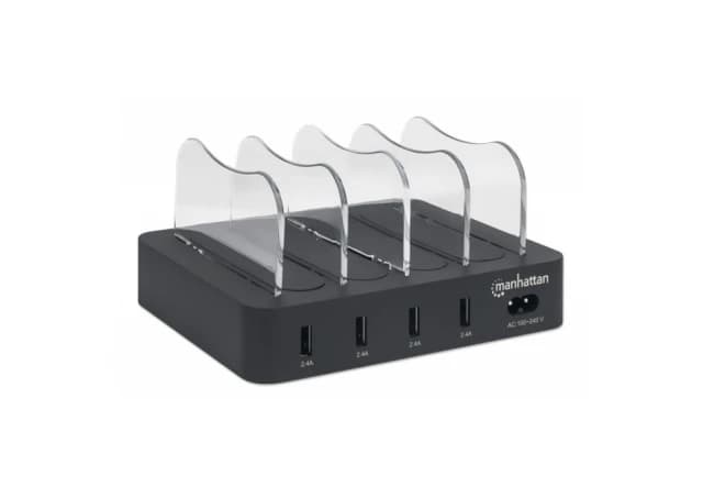 USB punjač 4-port Manhattan 102261 5V/2.4V/34W/držač za telefon Crni