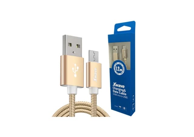 Xwave Kabl USB2.0 na Micro USB 1.2M,2A,aluminium,upleteni zlatni