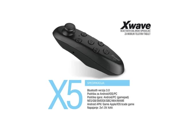 Xwave X5  crni BT daljinski upravljač za  mobil/smart TV/IOS/PC/Android