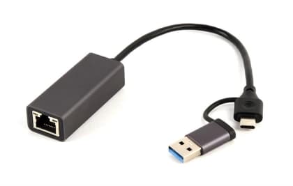 Gembird USB 3.2 + Type C Gigabit LAN Adapter, Space Grey Gembird USB 3.2 + Type C Gigabit LAN Adapter, Space Grey
