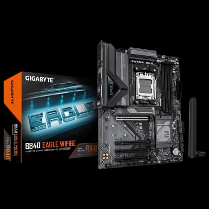 Gigabyte AM5, AMD B840 Chipset, 4x DDR5, X3D Turbo Mode Gigabyte AM5, AMD B840 Chipset, 4x DDR5, X3D Turbo Mode