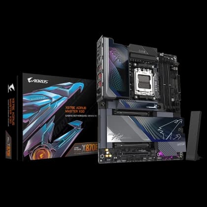 Gigabyte AM5, X870E AORUS MASTER X3D, 4x DDR5 DIMM, X3D Turbo Mode 2.0 : Incredible X3D performance unleashed by AI DDR5 OC up to 9000MT/s Gigabyte AM5, X870E AORUS MASTER X3D, 4x DDR5 DIMM, X3D Turbo Mode 2.0 : Incredible X3D performance unleashed by AI DDR5 OC up to 9000MT/s