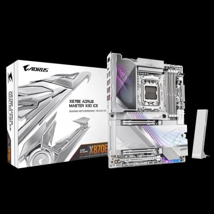 Gigabyte AM5, X870E AORUS MASTER X3D ICE, 4x DDR5 DIMM, X3D Turbo Mode 2.0 : Incredible X3D performance unleashed by AI DDR5 OC up to 9000MT/s Gigabyte AM5, X870E AORUS MASTER X3D ICE, 4x DDR5 DIMM, X3D Turbo Mode 2.0 : Incredible X3D performance unleashed by AI DDR5 OC up to 9000MT/s