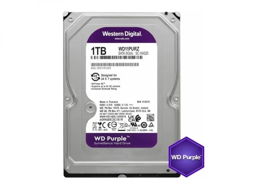 HDD 3.5 ** 1TB WD10PURZ WD Purple 24/7 5400RPM 64MB SATA3 HDD 3.5 ** 1TB WD10PURZ WD Purple 24/7 5400RPM 64MB SATA3