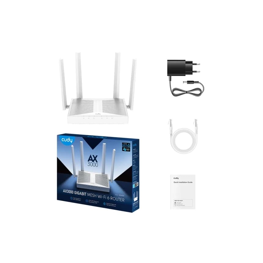Wireless Mesh Router Cudy WR3000E/WiFi 6/AX3000/EXT4x5dBi/1WAN/4LAN ...